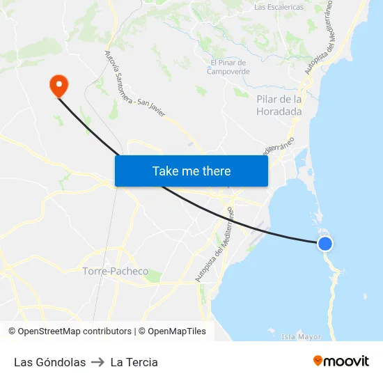 Las Góndolas to La Tercia map