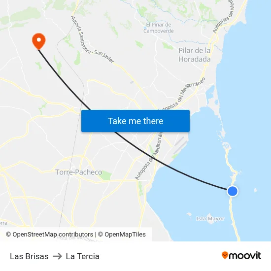 Las Brisas to La Tercia map