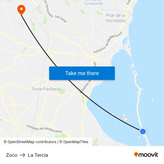 Zoco to La Tercia map