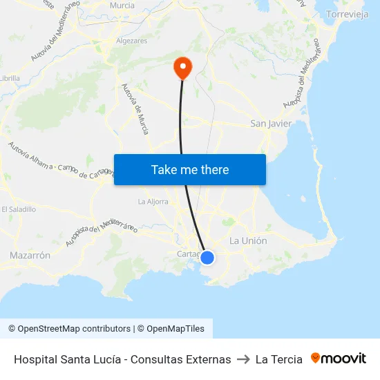 Hospital Santa Lucía - Consultas Externas to La Tercia map