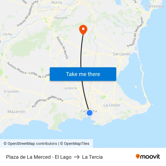 Plaza de La Merced - El Lago to La Tercia map