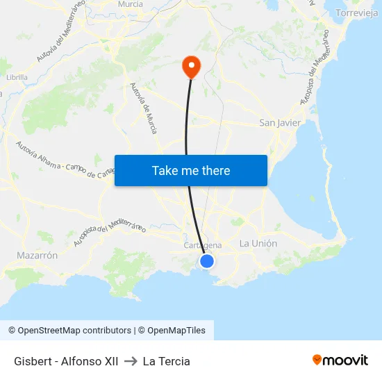 Gisbert - Alfonso XII to La Tercia map