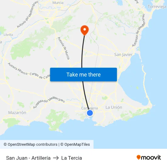 San Juan - Artillería to La Tercia map