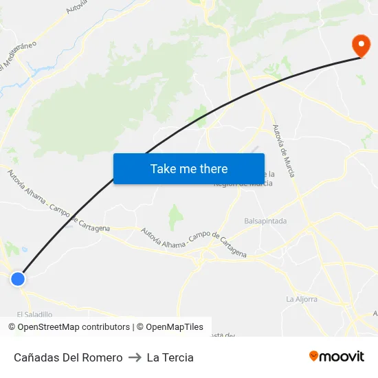Cañadas Del Romero to La Tercia map