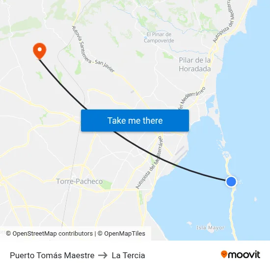 Puerto Tomás Maestre to La Tercia map