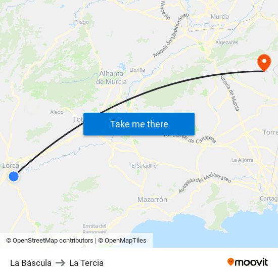 La Báscula to La Tercia map