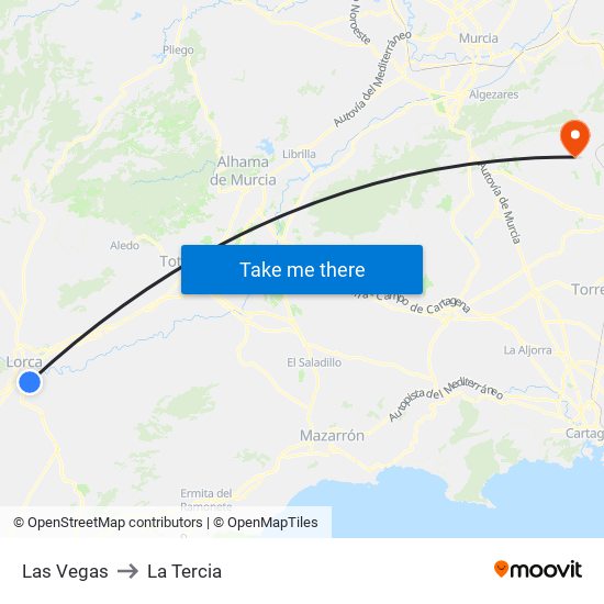 Las Vegas to La Tercia map
