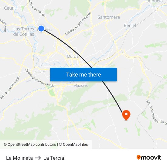 La Molineta to La Tercia map