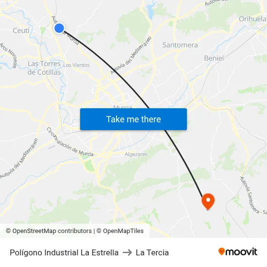 Polígono Industrial La Estrella to La Tercia map