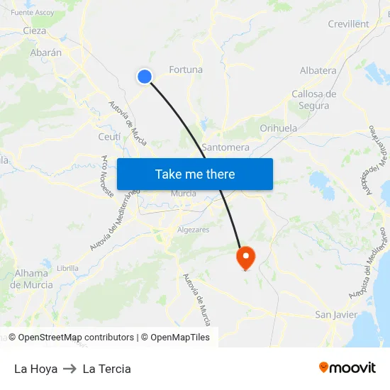 La Hoya to La Tercia map