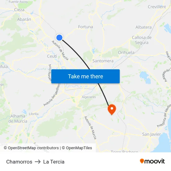 Chamorros to La Tercia map