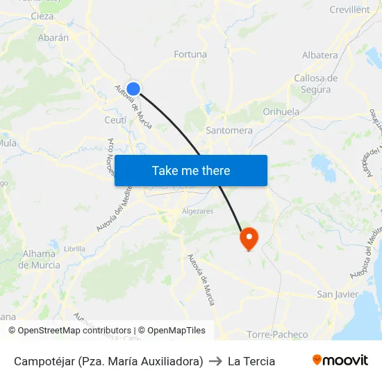 Campotéjar (Pza. María Auxiliadora) to La Tercia map