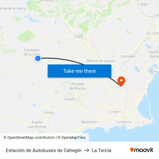 Estación de Autobuses de Cehegín to La Tercia map