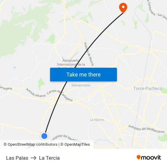 Las Palas to La Tercia map