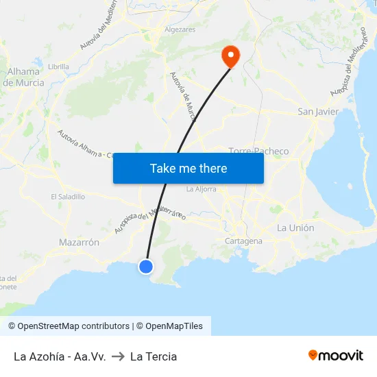 La Azohía - Aa.Vv. to La Tercia map