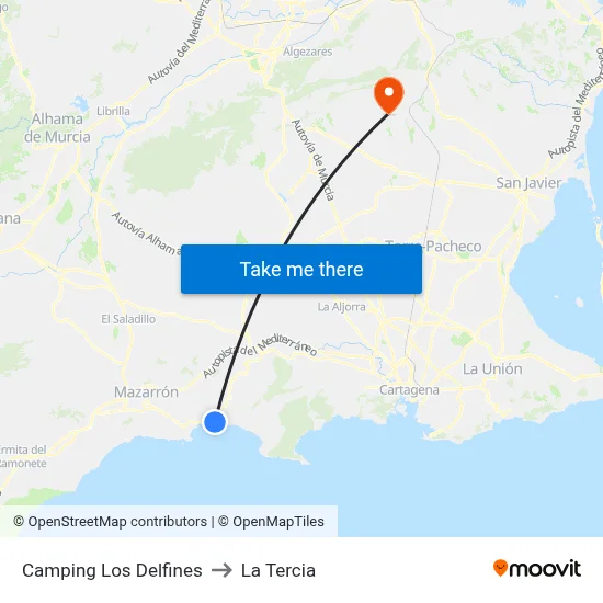 Camping Los Delfines to La Tercia map