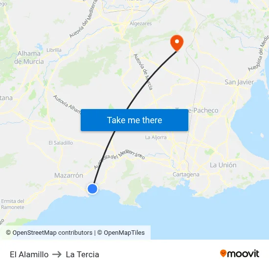 El Alamillo to La Tercia map