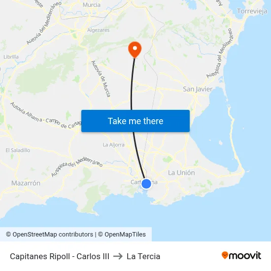 Capitanes Ripoll - Carlos III to La Tercia map