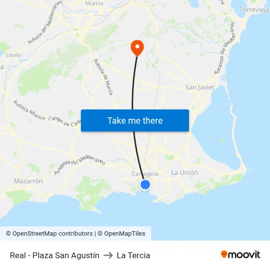 Real - Plaza San Agustín to La Tercia map