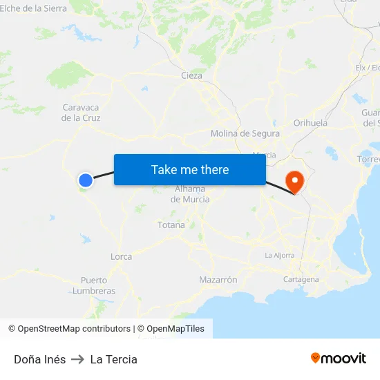 Doña Inés to La Tercia map