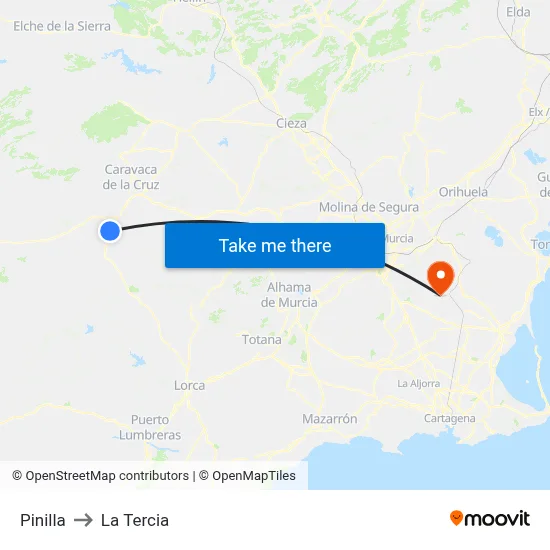 Pinilla to La Tercia map