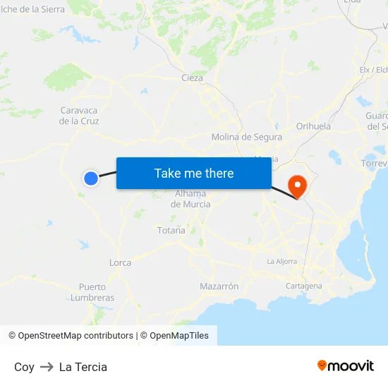 Coy to La Tercia map