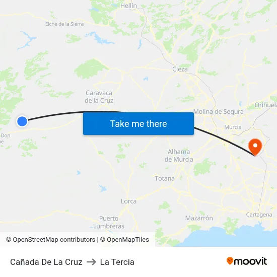 Cañada De La Cruz to La Tercia map