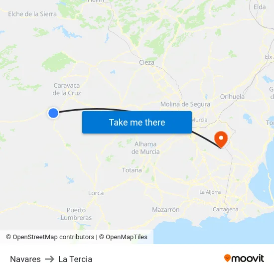 Navares to La Tercia map