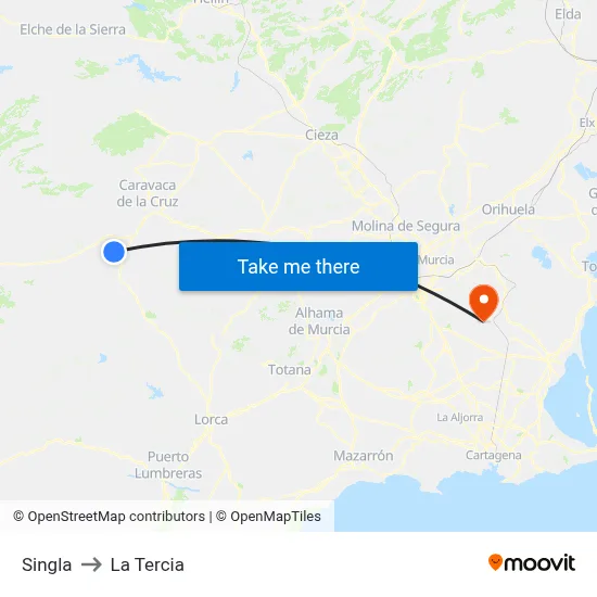 Singla to La Tercia map