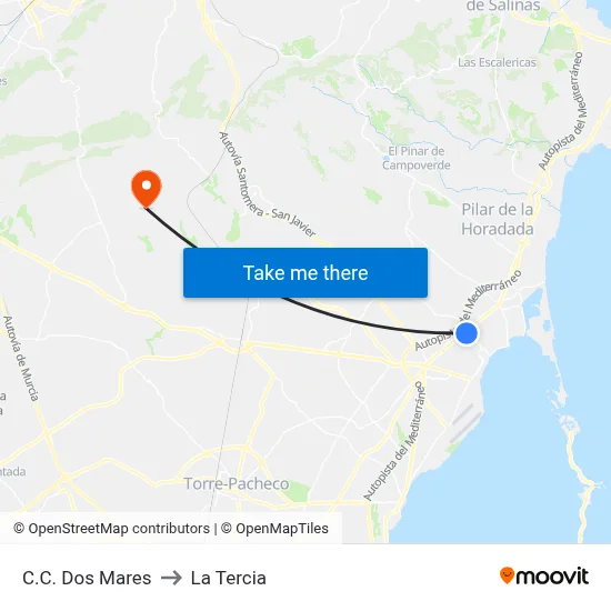 C.C. Dos Mares to La Tercia map