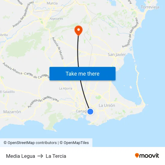 Media Legua to La Tercia map