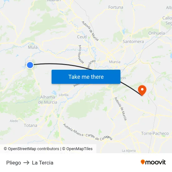 Pliego to La Tercia map