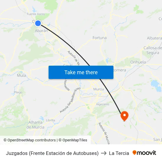 Juzgados (Frente Estación de Autobuses) to La Tercia map