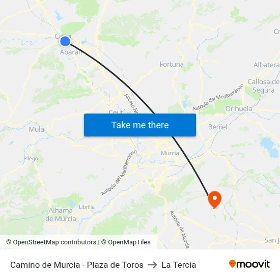 Camino de Murcia - Plaza de Toros to La Tercia map
