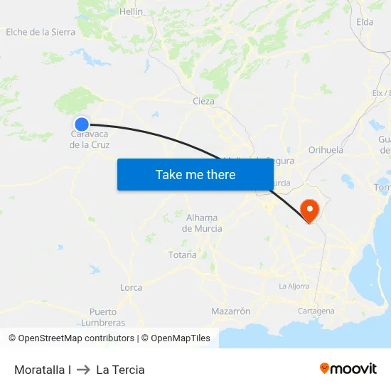 Moratalla I to La Tercia map