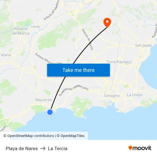 Playa de Nares to La Tercia map