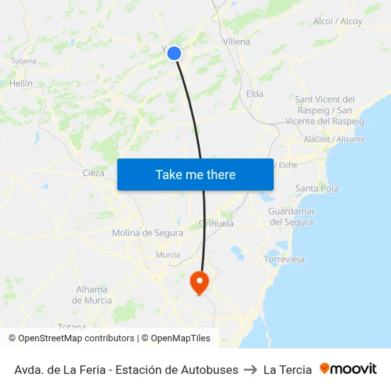 Avda. de La Feria - Estación de Autobuses to La Tercia map