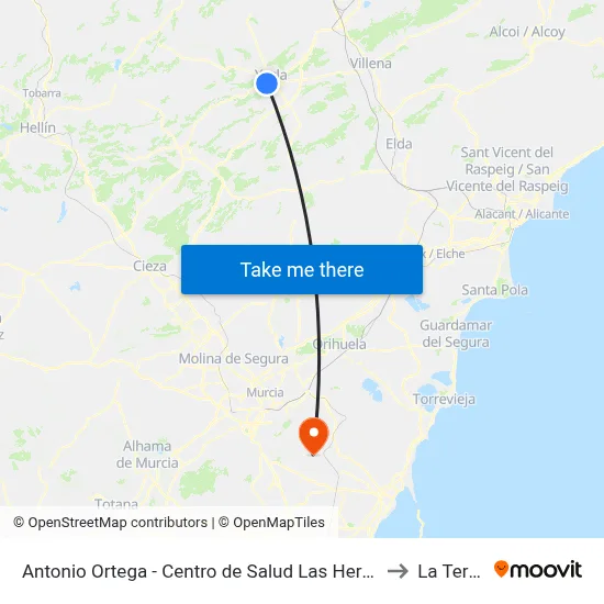 Antonio Ortega - Centro de Salud Las Herratillas to La Tercia map