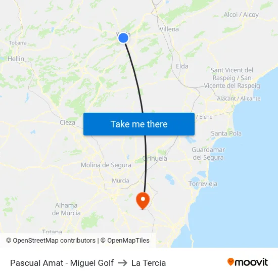 Pascual Amat - Miguel Golf to La Tercia map