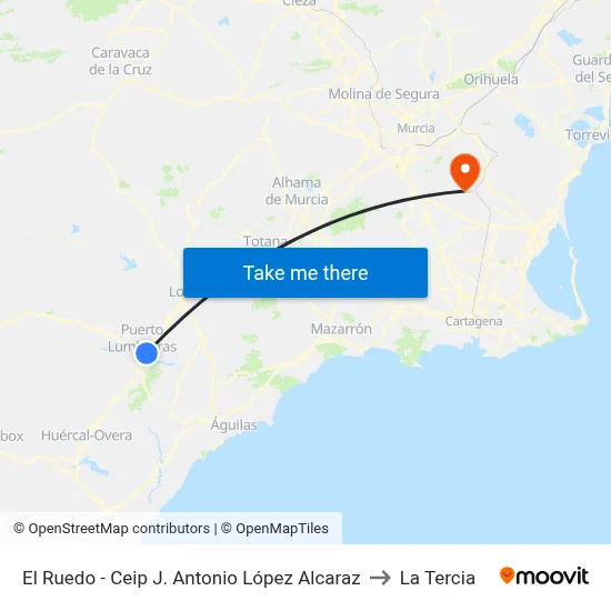 El Ruedo - Ceip J. Antonio López Alcaraz to La Tercia map
