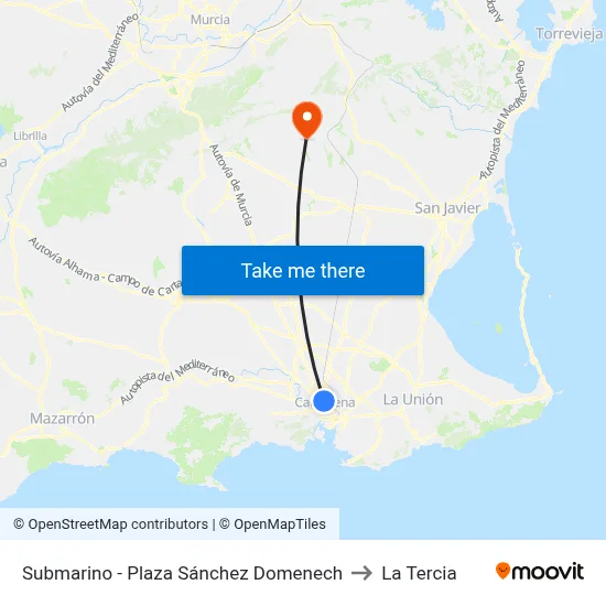 Submarino - Plaza Sánchez Domenech to La Tercia map