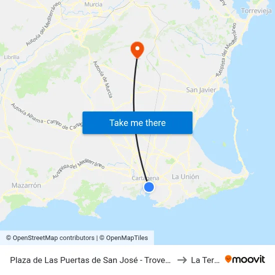 Plaza de Las Puertas de San José - Trovero Marín to La Tercia map