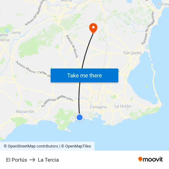 El Portús to La Tercia map