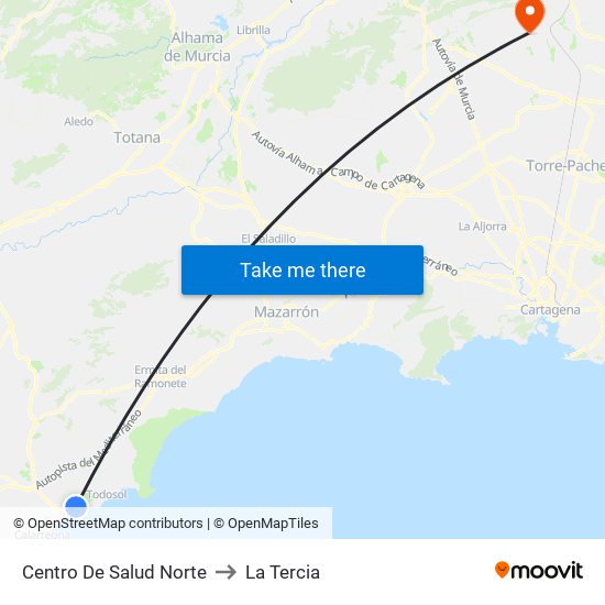 Centro De Salud Norte to La Tercia map