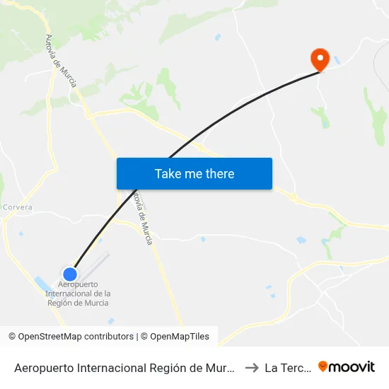 Aeropuerto Internacional Región de Murcia to La Tercia map