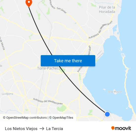 Los Nietos Viejos to La Tercia map