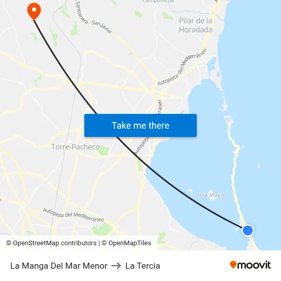 La Manga Del Mar Menor to La Tercia map