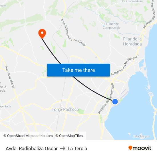 Avda. Radiobaliza Oscar to La Tercia map