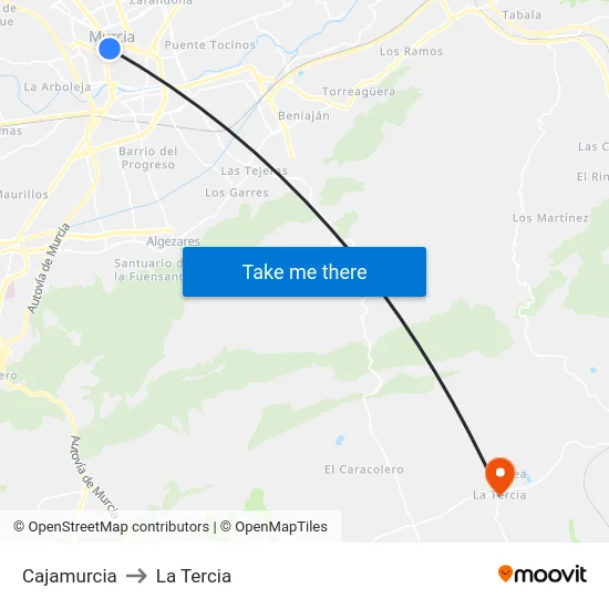 Cajamurcia to La Tercia map