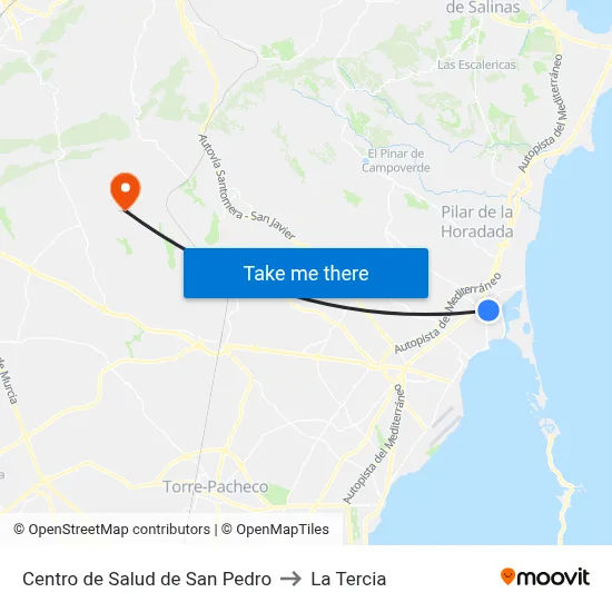 Centro de Salud de San Pedro to La Tercia map